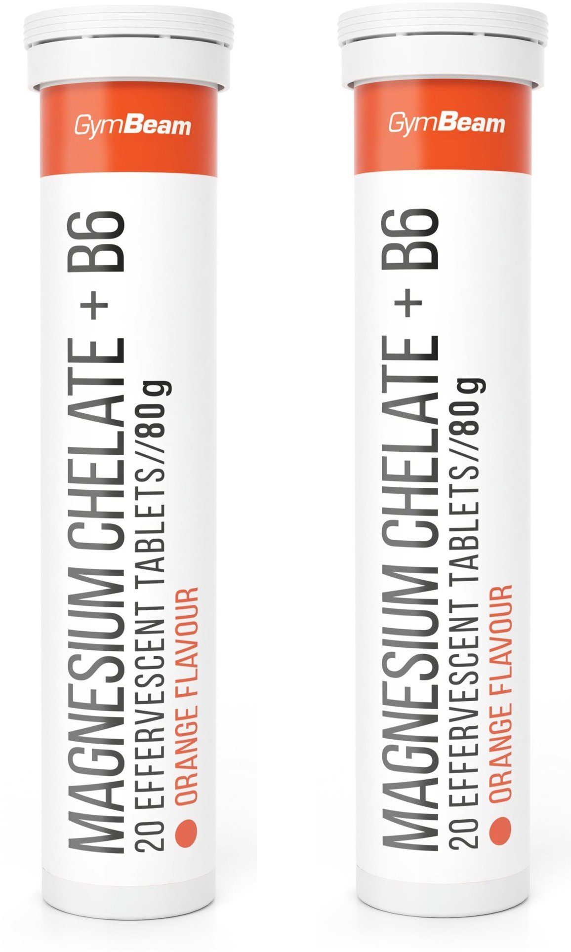 GymBeam Magnesium chelate + B6, 2× 20 šumivých tabliet, pomaranč