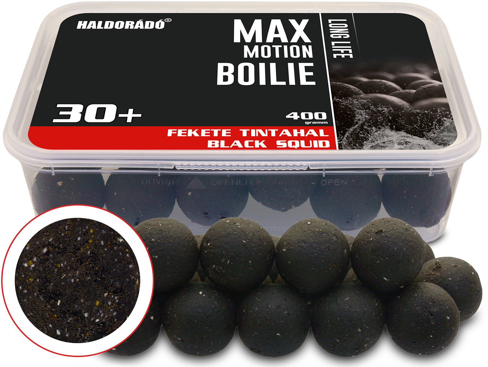 Haldorádó Boilies Max Motion Long Life 400 g 30 mm Čierna chobotnica