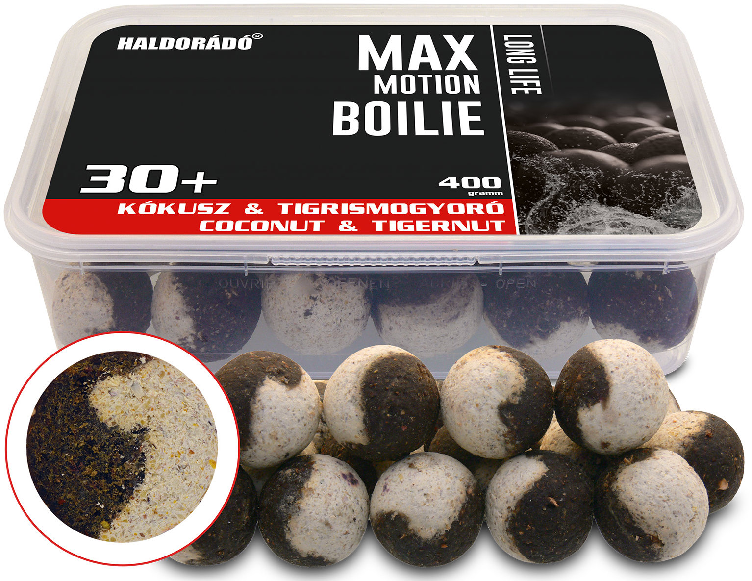 Haldorádó Boilies Max Motion Long Life 400 g 30 mm Kokos a tigrí orech