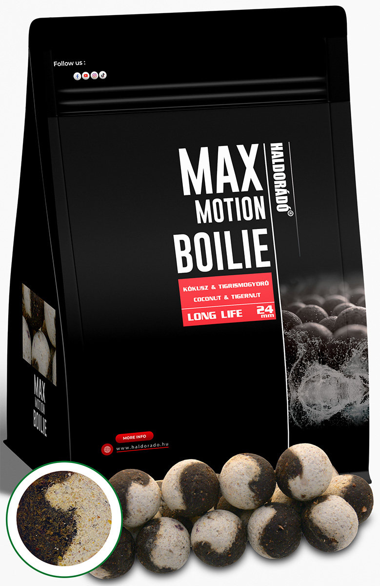 Haldorádó Boilies Max Motion Long Life 800 g 24 mm Kokos a tigrí orech