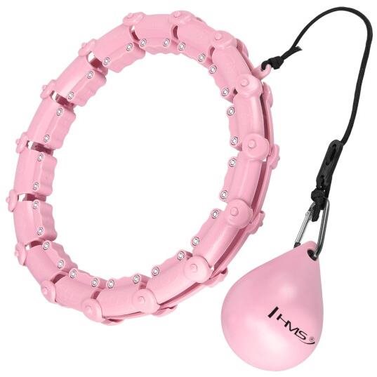 HMS HHW02 masážna hula hoop obruč so závažím, ružová