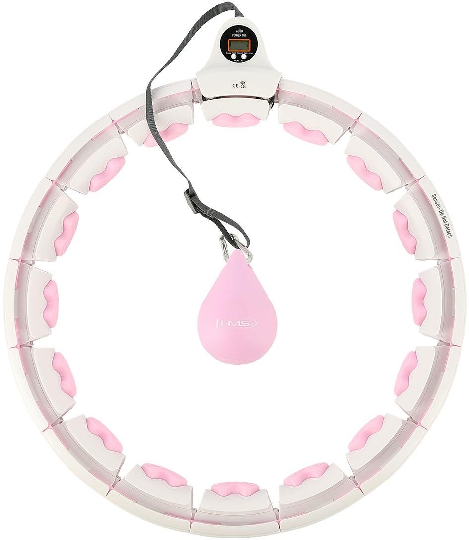 HHW06 ružová masážna hula hop obruč so závažím a počítadlom HMS