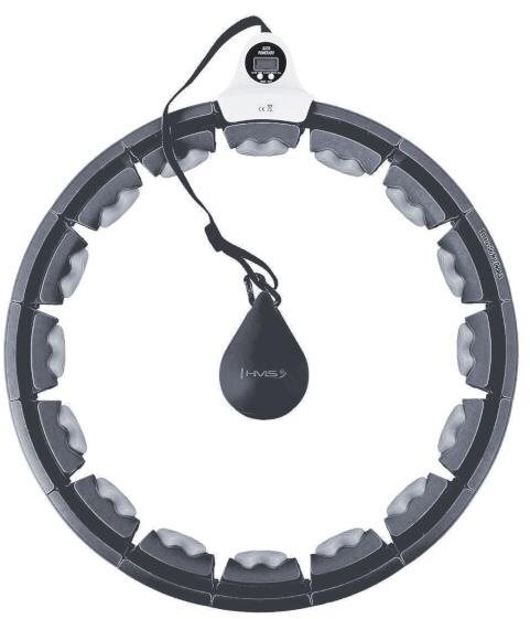 HHW06 čierna masážna hula hop obruč so závažím a počítadlom HMS