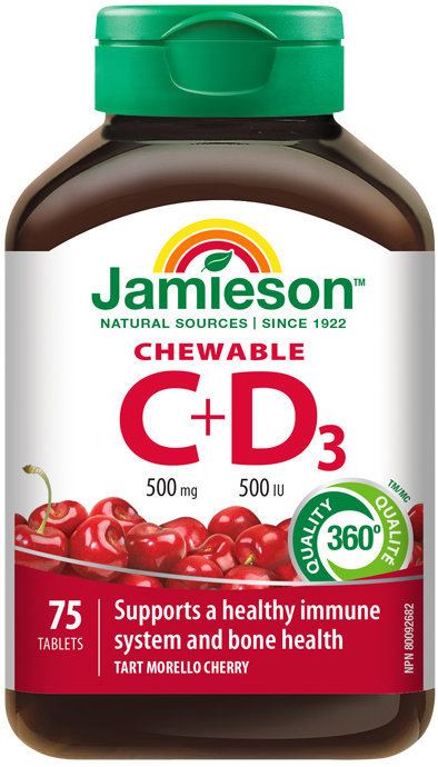 JAMIESON Vitamín C+D Cherry 500 mg 75 tabliet