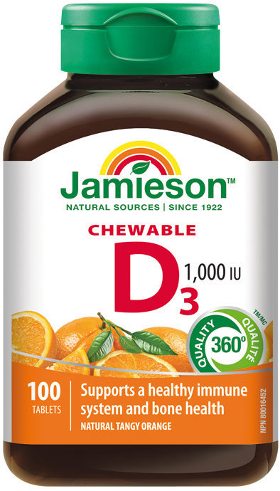 JAMIESON Vitamín D3 1000 IU pomaranč 100 tabliet