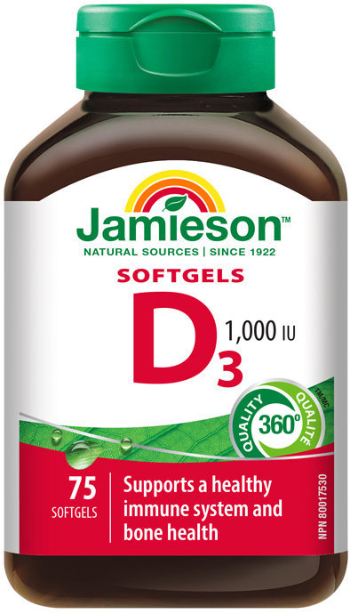 JAMIESON Vitamín D3 1000 IU Softgels 75 kapsúl
