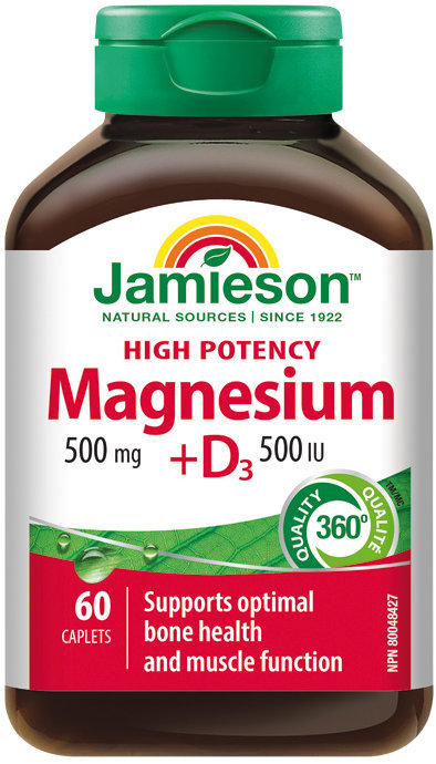JAMIESON Magnesium 500 mg + vit D3 500 IU 60 tabliet