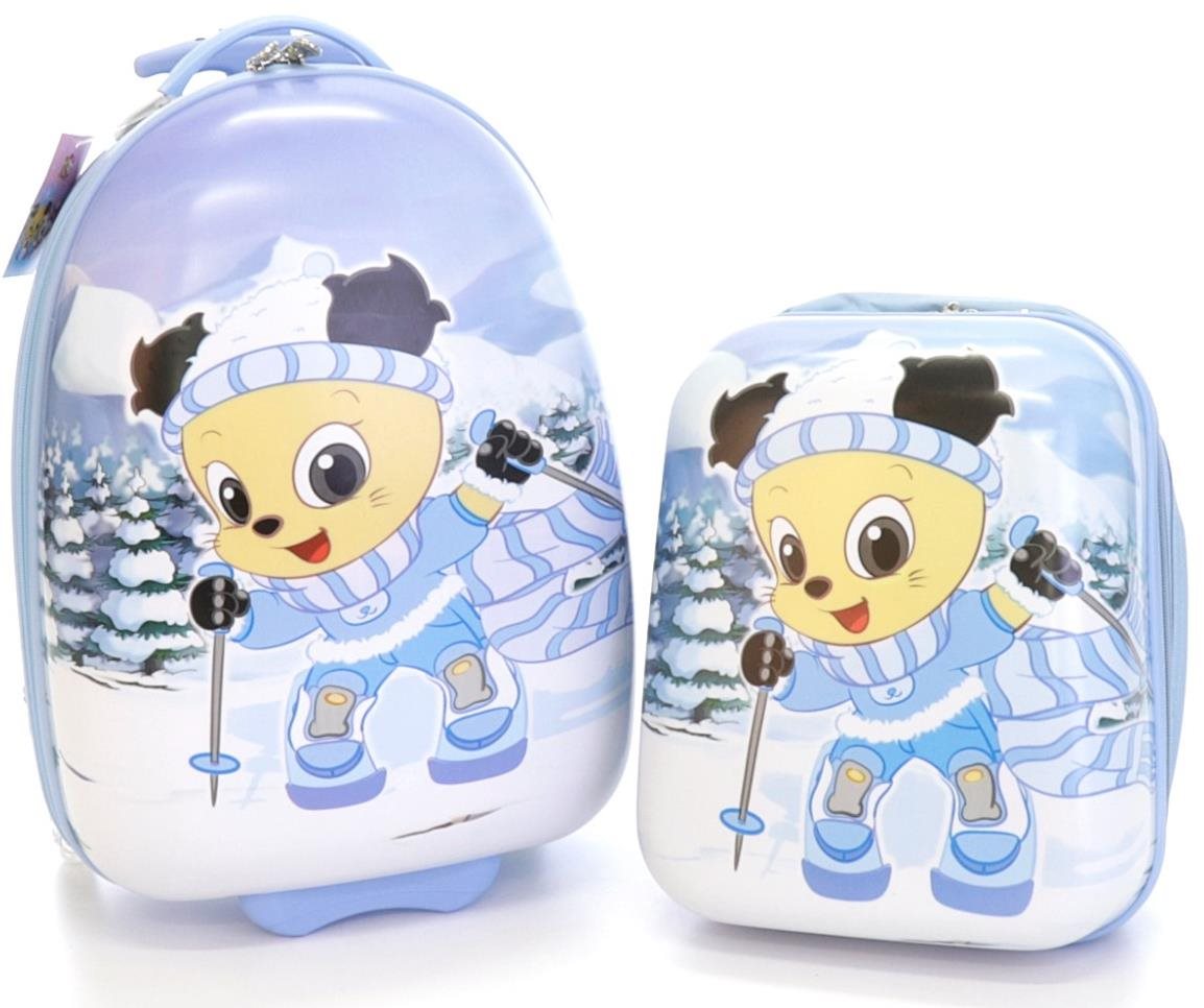 Detský kufor s batohom T-class 4120, 25 l + 15 l (lyžiar – modrá)