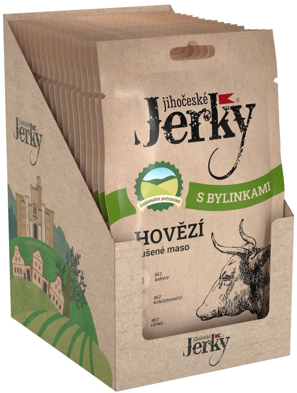Jihočeské Jerky Hovädzie s bylinkami 20 ks
