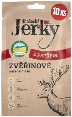 Juhočeské Jerky Zverinové s korením 200 g (10× 20 g)