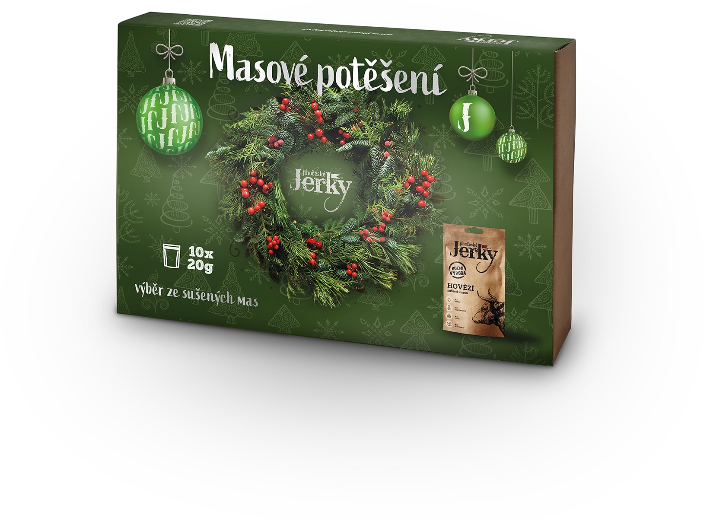 Jihočeské Jerky Darčekový vianočný balíček malý 10× 20 g
