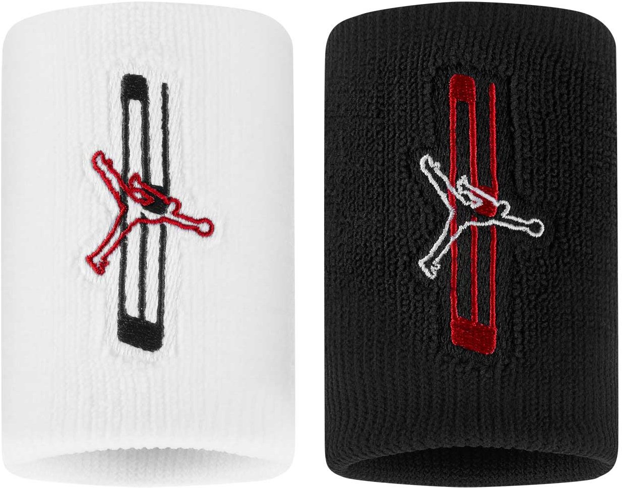 Jordan Jumpman potítka na zápästie čierna/biela/červená 2 ks