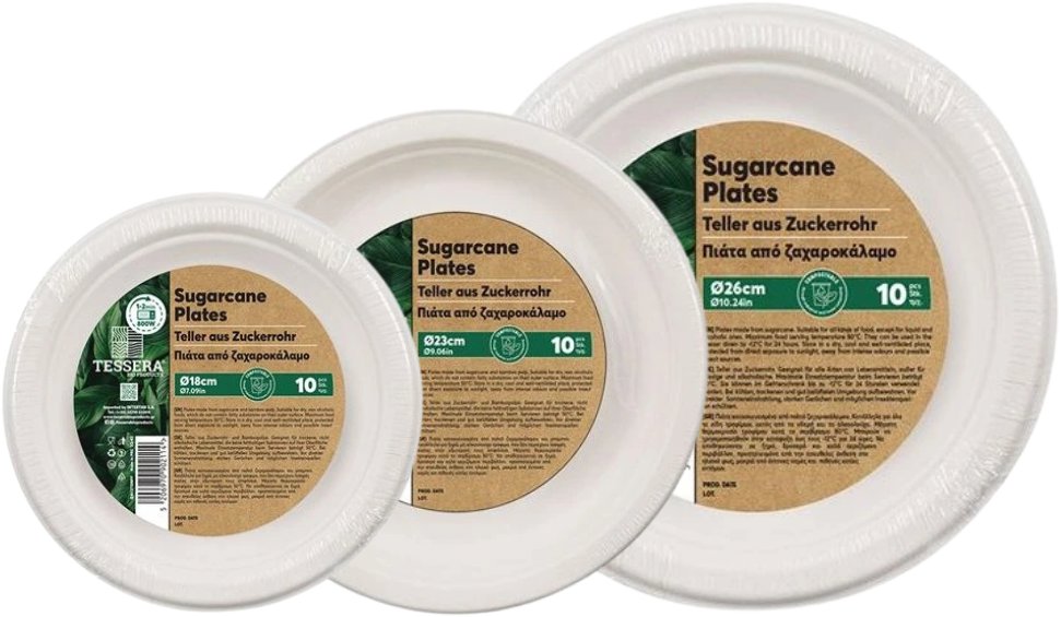 Intertan SA Sada tanierov z cukrovej trstiny (18 cm + 23 cm + 26 cm) 3 × 10 ks