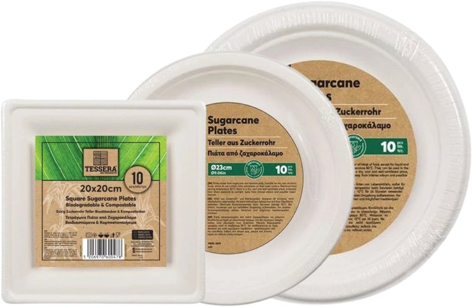 Intertan SA Sada tanierov z cukrovej trstiny (23 cm + štvorcový + 26 cm) 3 × 10 ks
