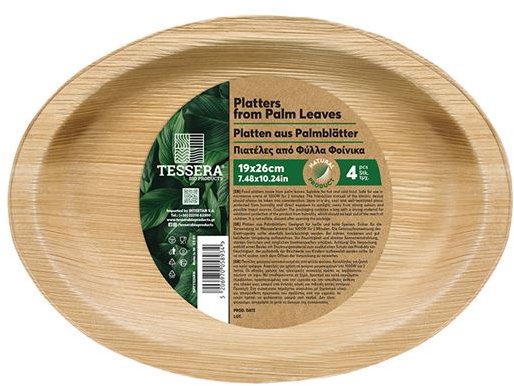 Intertan SA Tessera Oválne taniere z palmového listu 19 × 26 cm, 4 ks