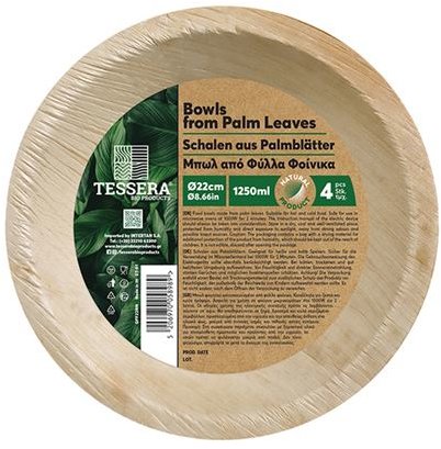 Intertan SA Tessera Okrúhle taniere z palmového listu 22 cm, 4 ks