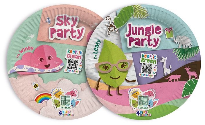 Intertan SA Tessera Tanier papierový pre deti 18 cm Leafy & Windy, 2× 8 ks