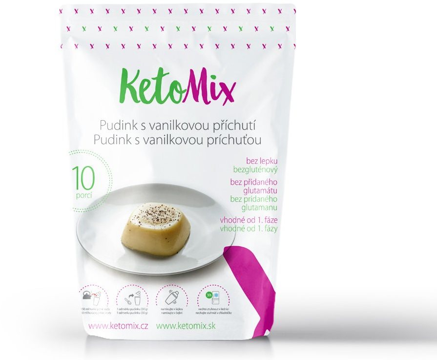 KetoMix Proteínový puding s vanilkovou príchuťou – 300 g (10 porcií)
