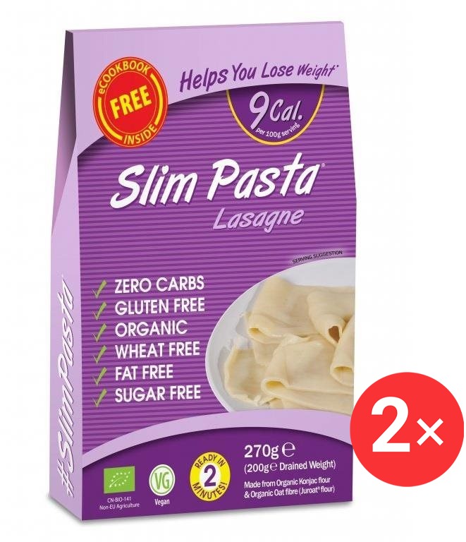 SlimPasta Konjakové lasagne BIO v náleve 2× 270 g