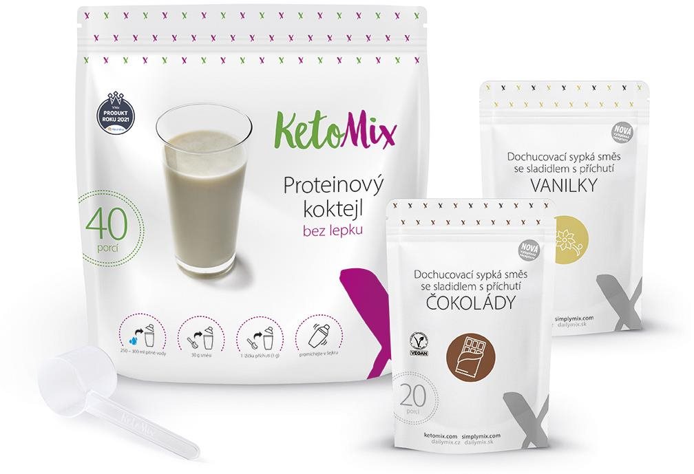 KetoMix Proteínový koktejl KetoMix 1 200g – 40 porcií (čokoláda, vanilka)