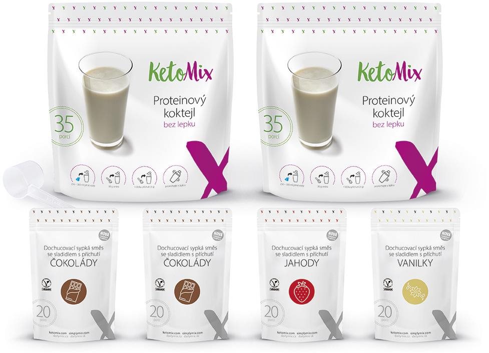KetoMix Balíček – koktejl KetoMix na 2 týždne (2× čokoláda, 1× vanilka, 1× jahoda)