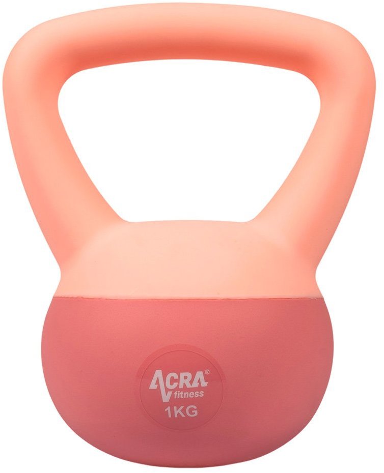 ACRA Soft PVC Kettlebell 1 kg, ružový