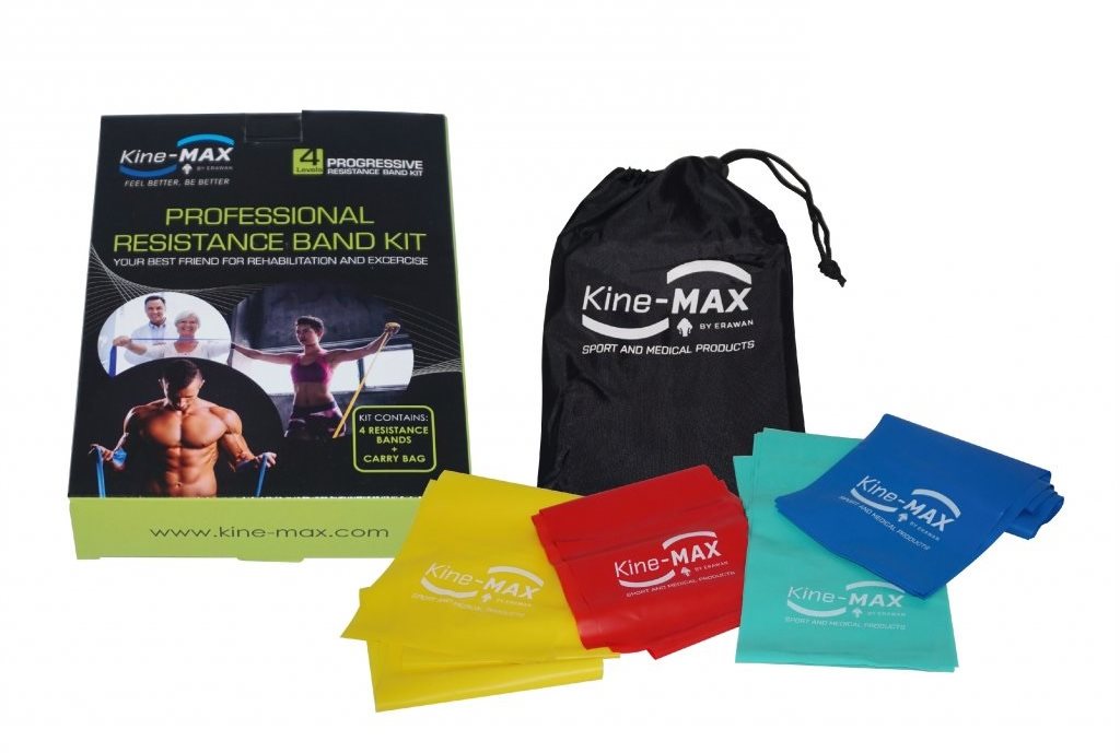Kine-MAX Pro-Resistance Band Kit – Súprava posilňovacích gúm, level 1 – 4