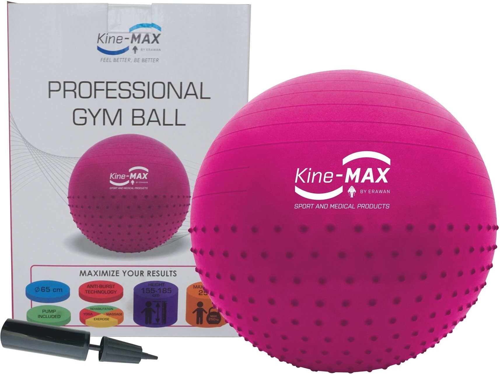 Kine-MAX Professional GYM Ball – ružový