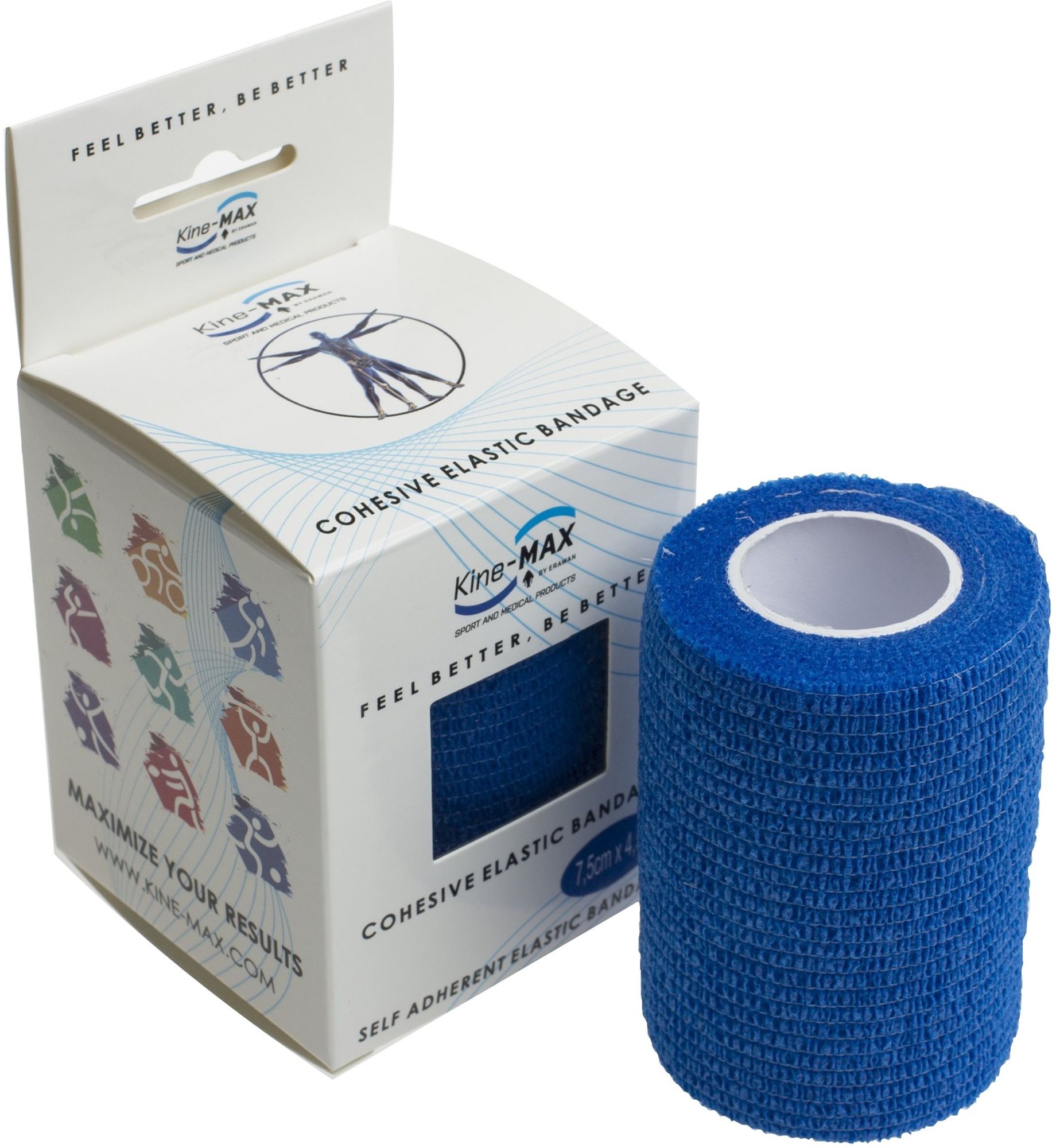 Kine-MAX Cohesive Elastic Bandage 7,5cm × 4,5 m, modré
