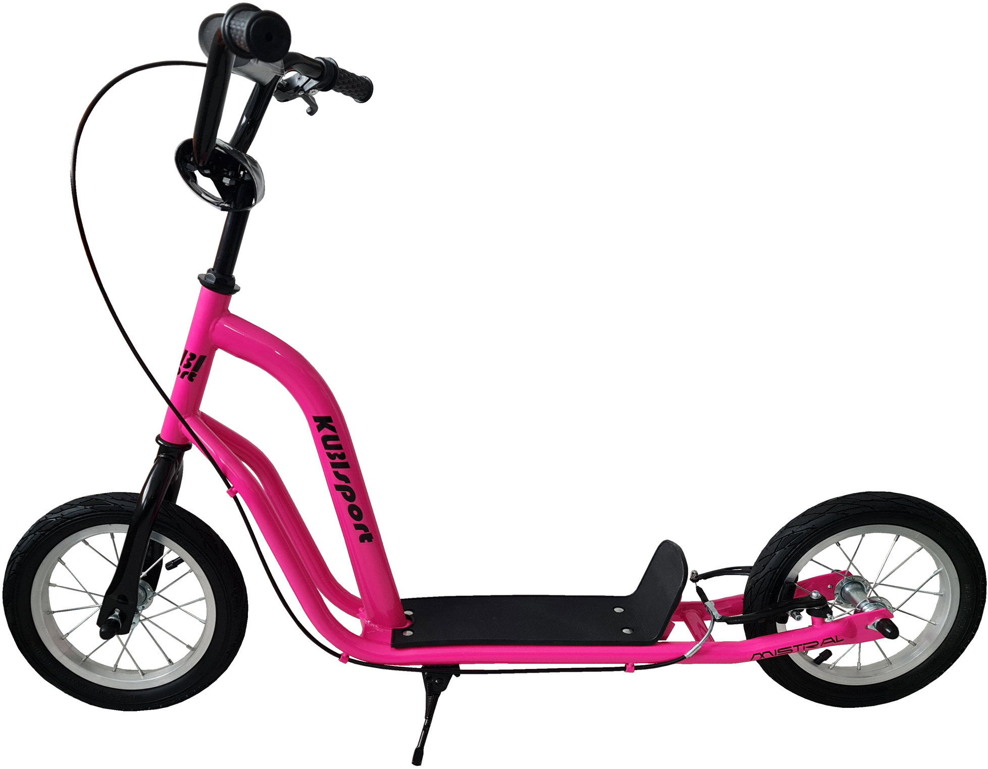 KUBIsport Koloběžka s nafukovacími koly 12" Mistral růžová