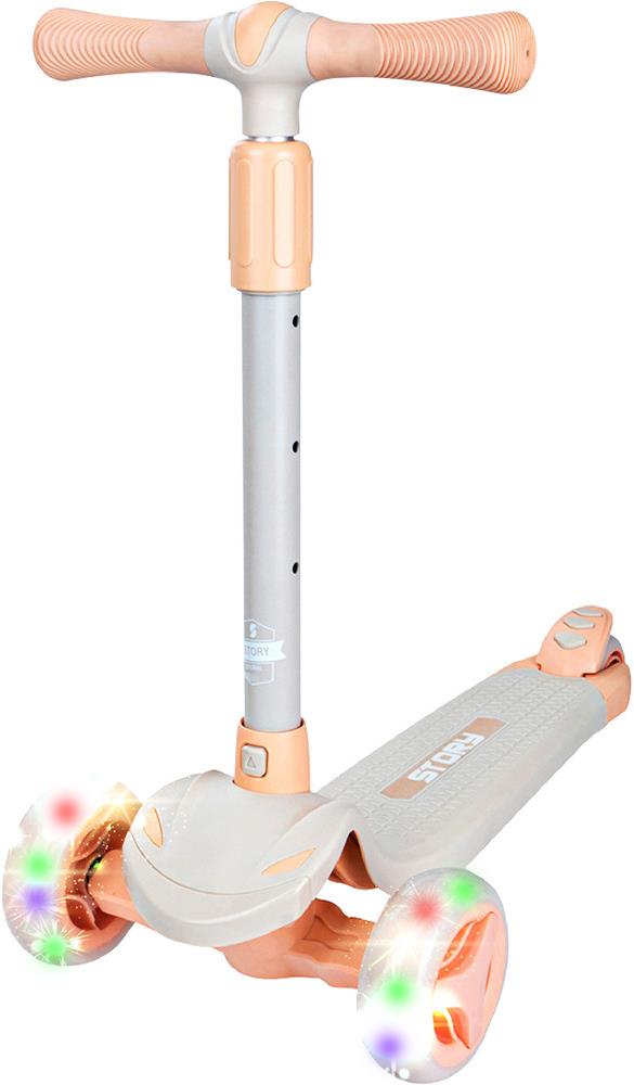 Story Mini Friends s LED kolieskami scooter, biela