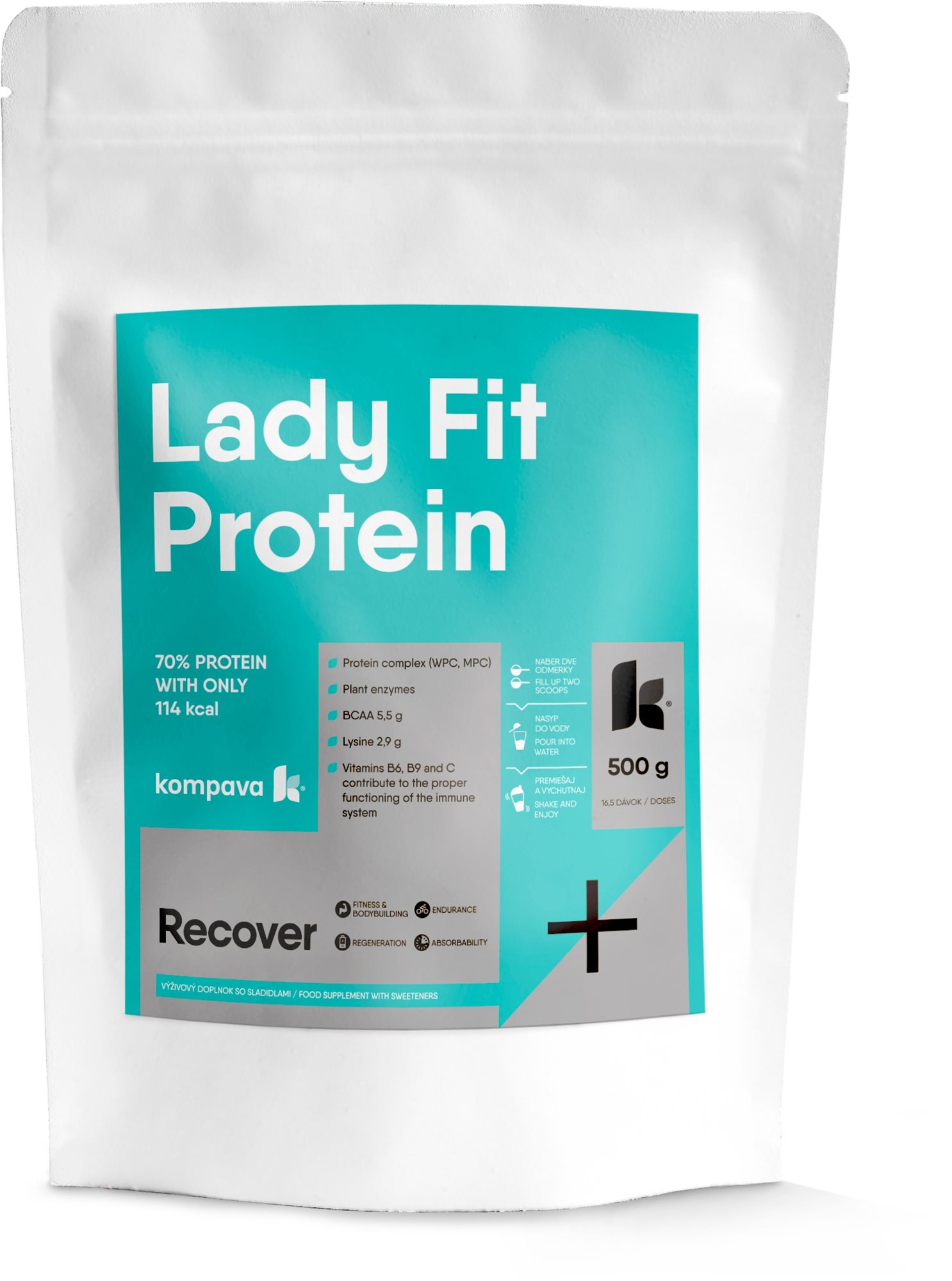 Kompava LadyFit protein 500 g Jahoda – malina