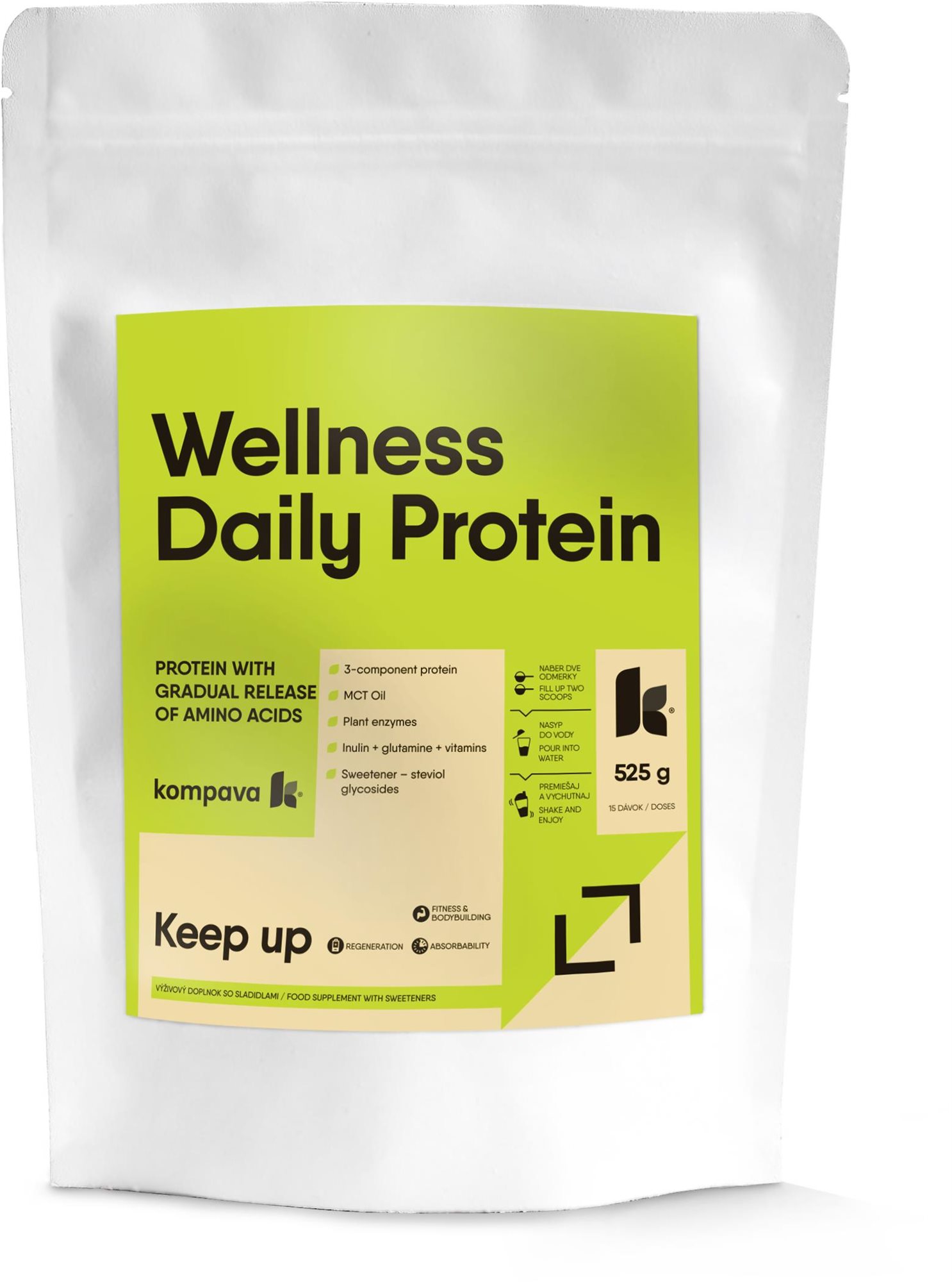 Kompava Wellness Daily Proteín 525 g, jahoda-malina