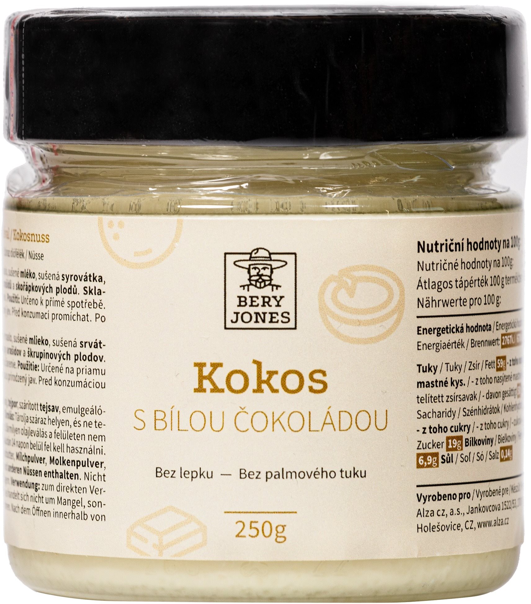 Bery Jones Kokosový krém s bielou čokoládou 250g