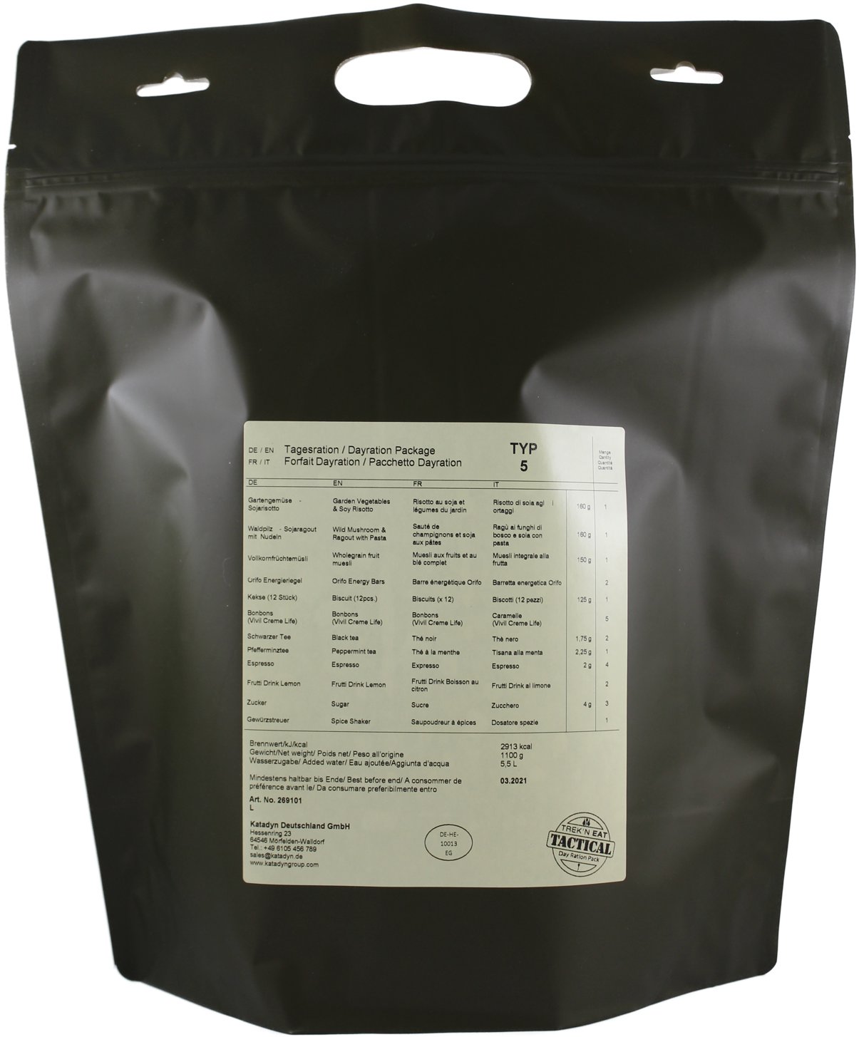 Trek'n eat Celodenný potravinový balíček Typ 5 (vegetariánsky)