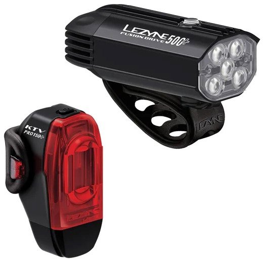 Lezyne Fusion Drive 500+/ KTV Drive Pro+ Pair Satin Black/Black