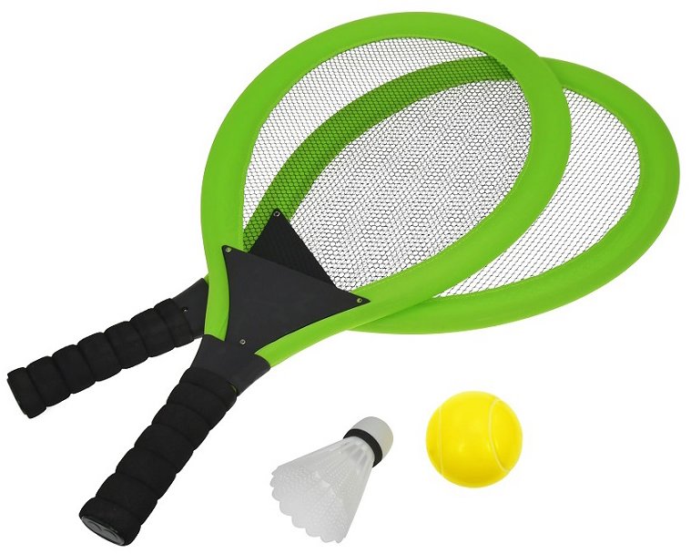 RULYT Sada na lenivý tenis – rakety, loptička, košík zelený