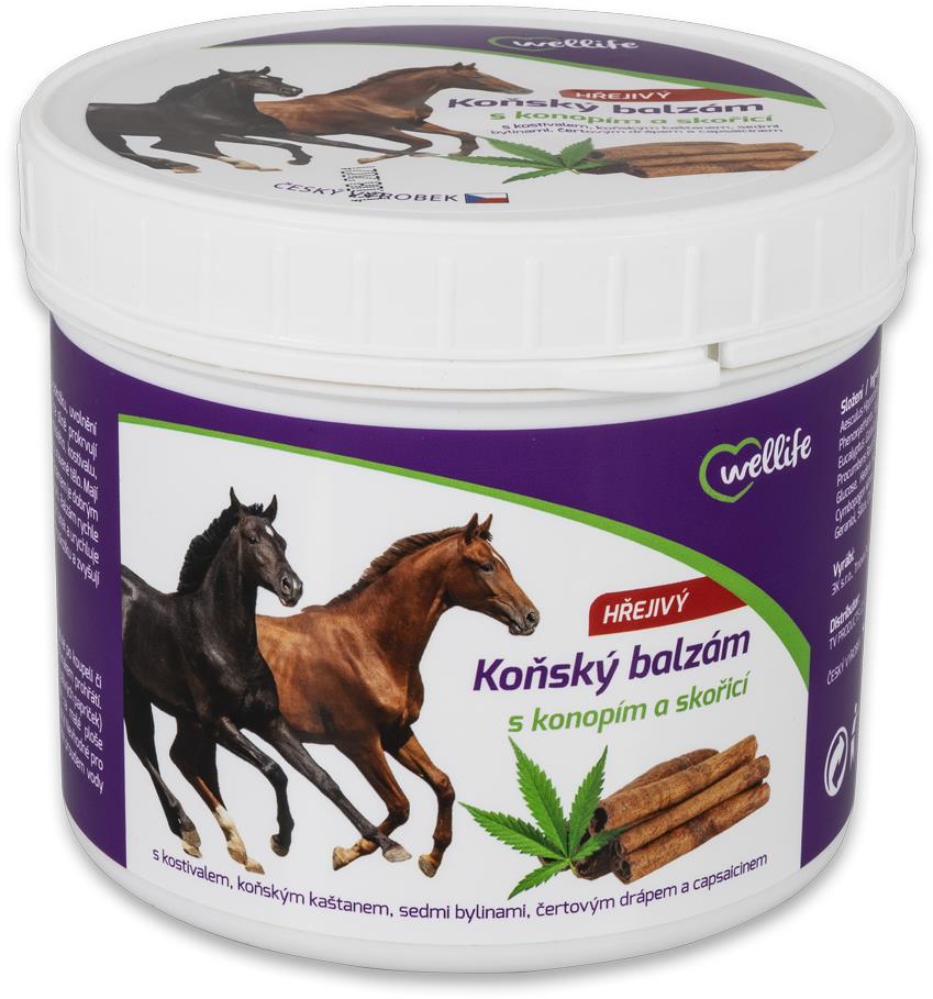 Wellife Konský balzam hrejivý s konopím a škoricou 500 ml