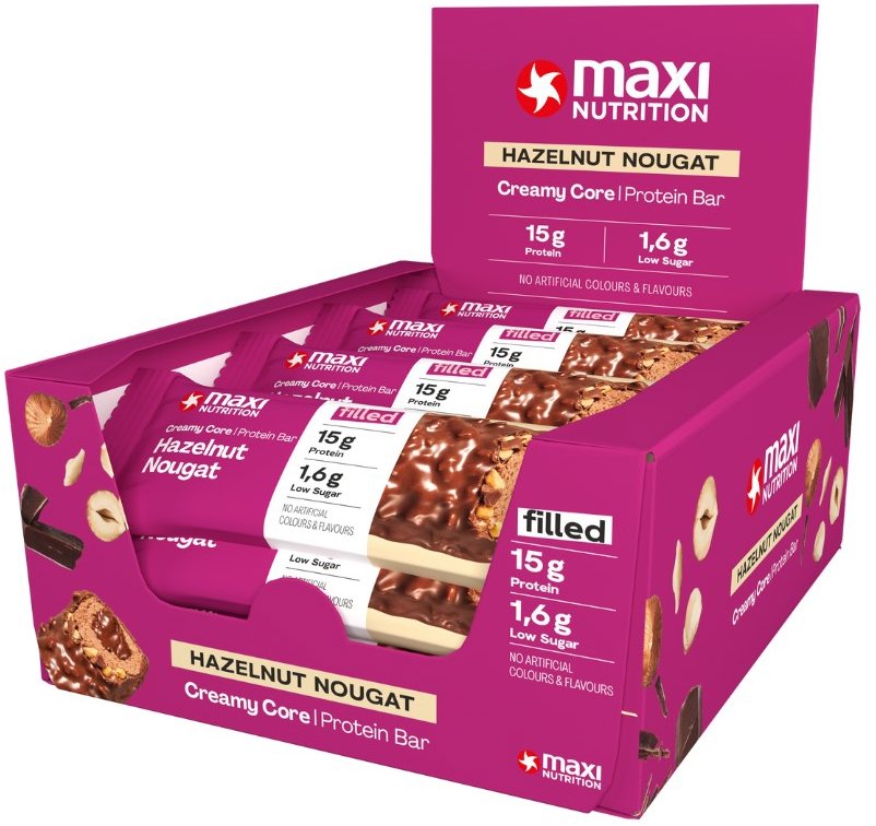 MaxiNutrition Creamy Core Protein Bar hazelnut nougat 12× 45 g