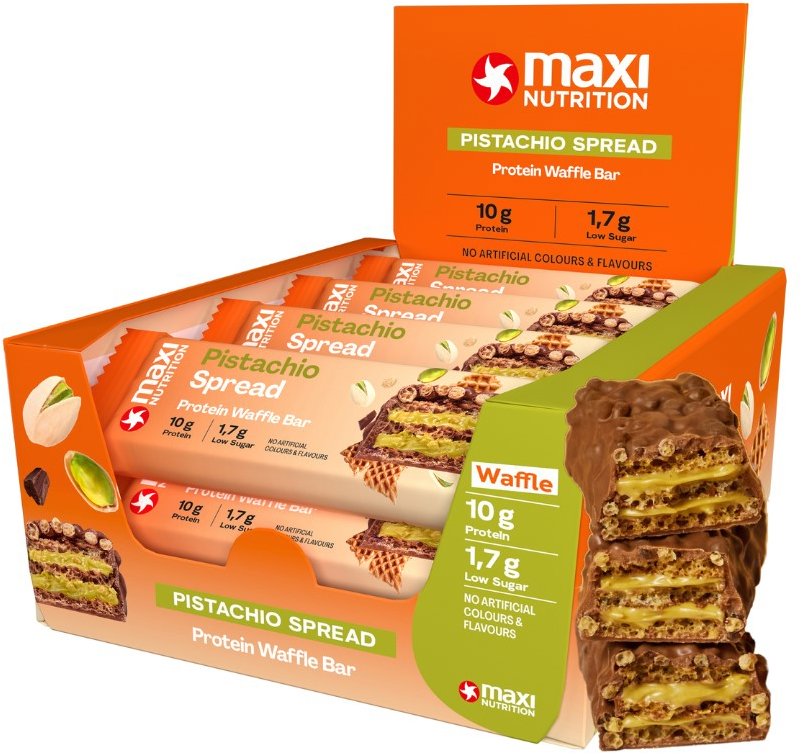 MaxiNutrition Waffle protein bar Pistacio 12× 39 g