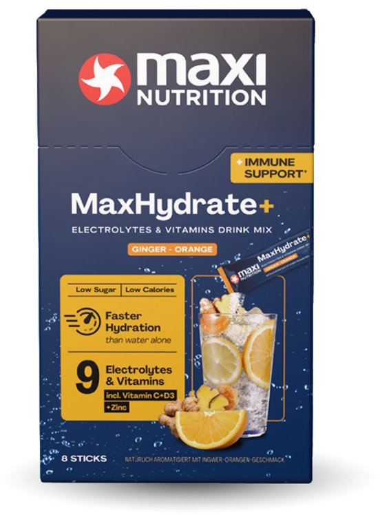 MaxiNutrition Elektrolyty s vitamínmi na imunitu, príchuť zázvor-pomaranč 128 g (8× 16 g)
