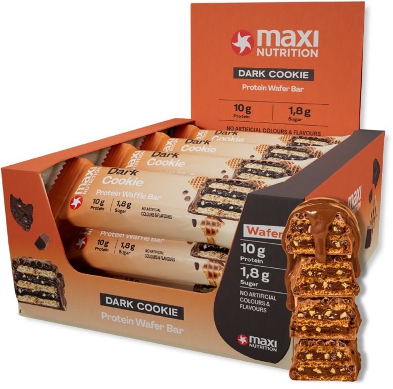 MaxiNutrition Waffle protein bar Dark Cookie 12 × 39 g