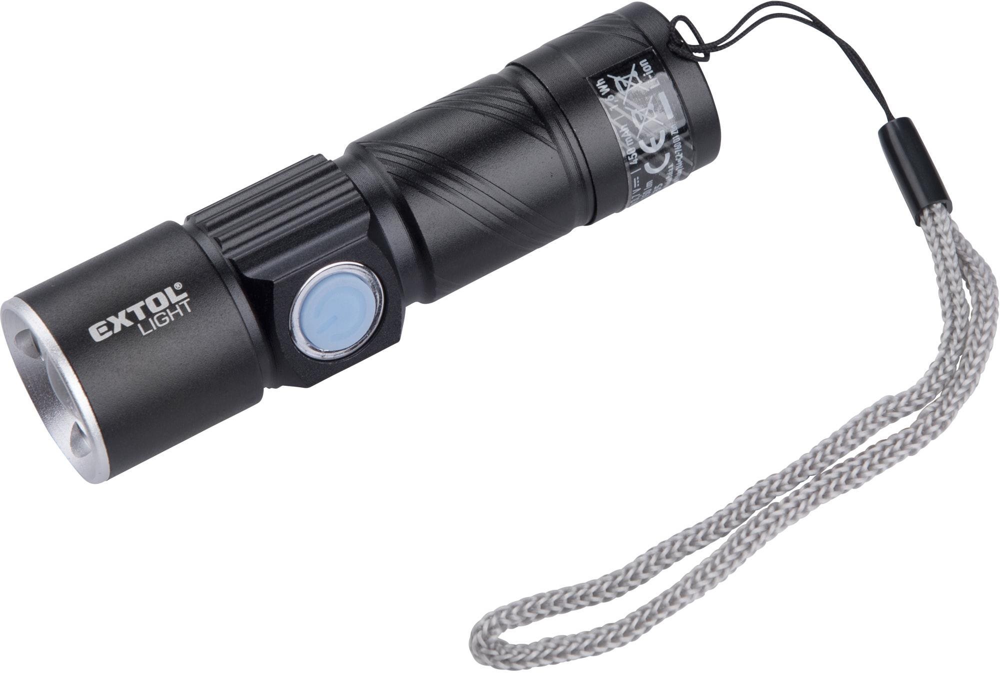 EXTOL LIGHT svietidlo 150 lm, nabíjacie, USB, zoom, XPE 3W LED, 43135