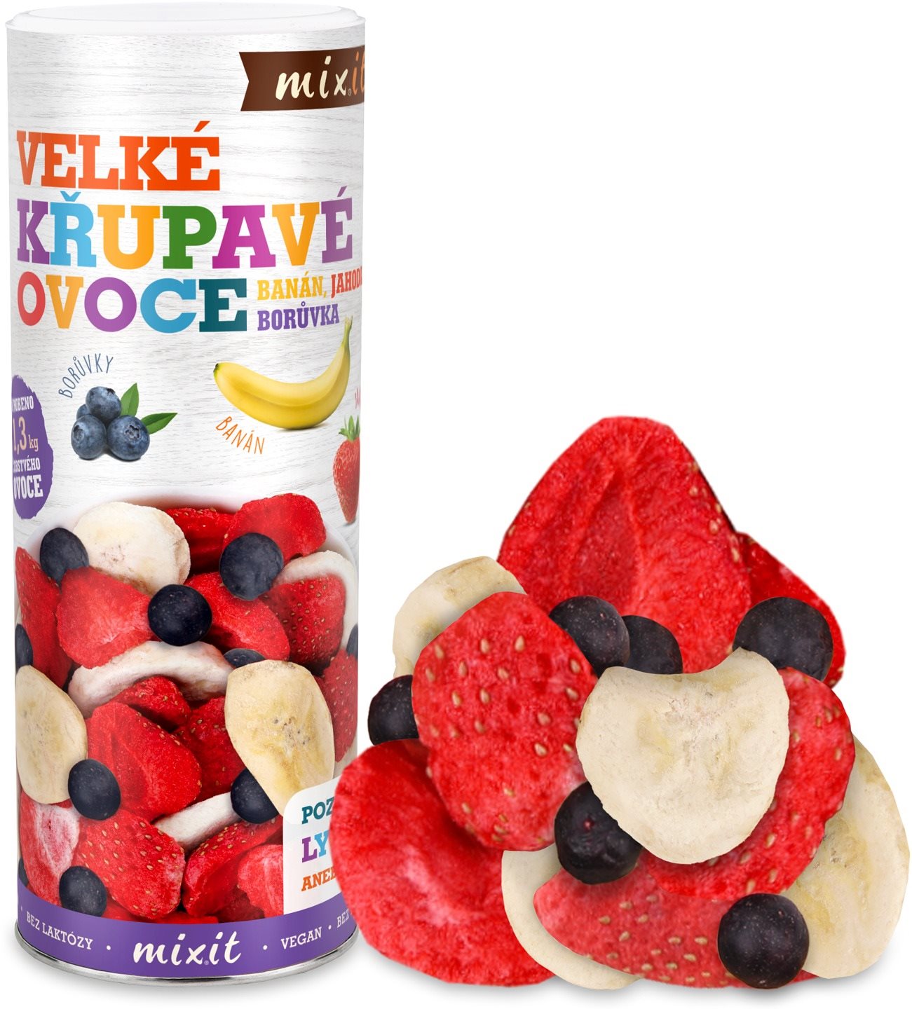 Mixit Veľké chrumkavé ovocie – Banán, jahoda, čučoriedka