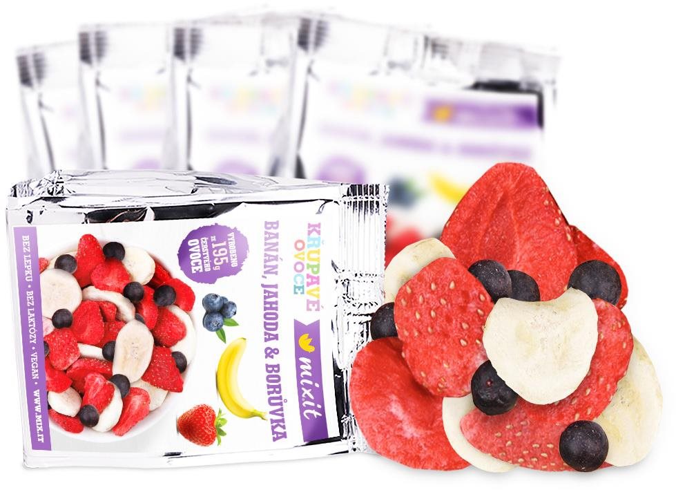 Mixit Chrumkavé ovocie do vrecka – Chrumkavý banán, jahoda, čučoriedka, 23 g