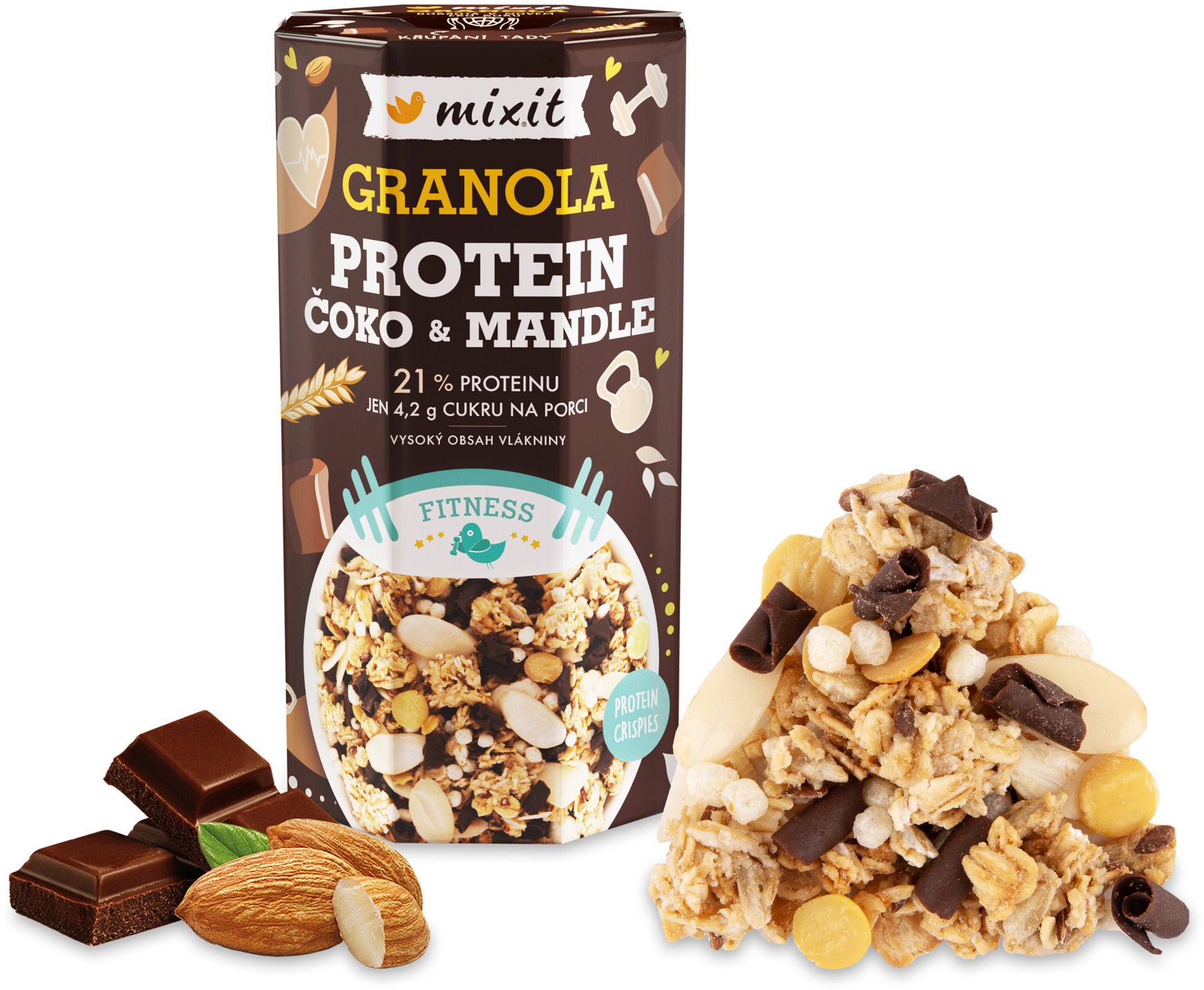 Mixit proteínová granola – Čoko & mandle 450 g