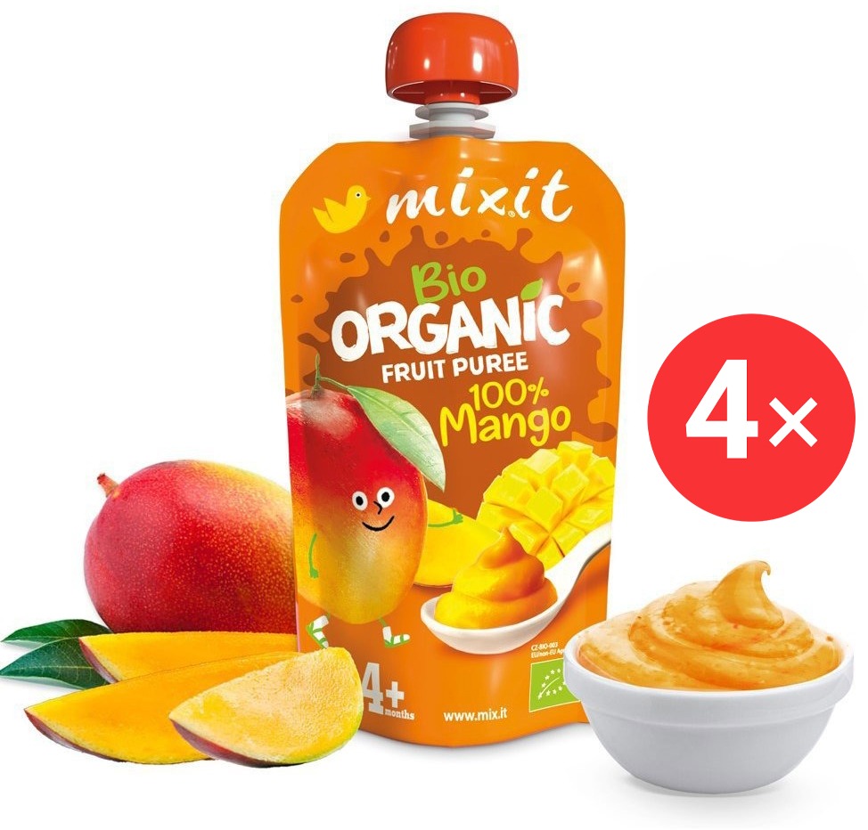 Mixit BIO ovocná kapsička – 100 % Mango 4× 120 g