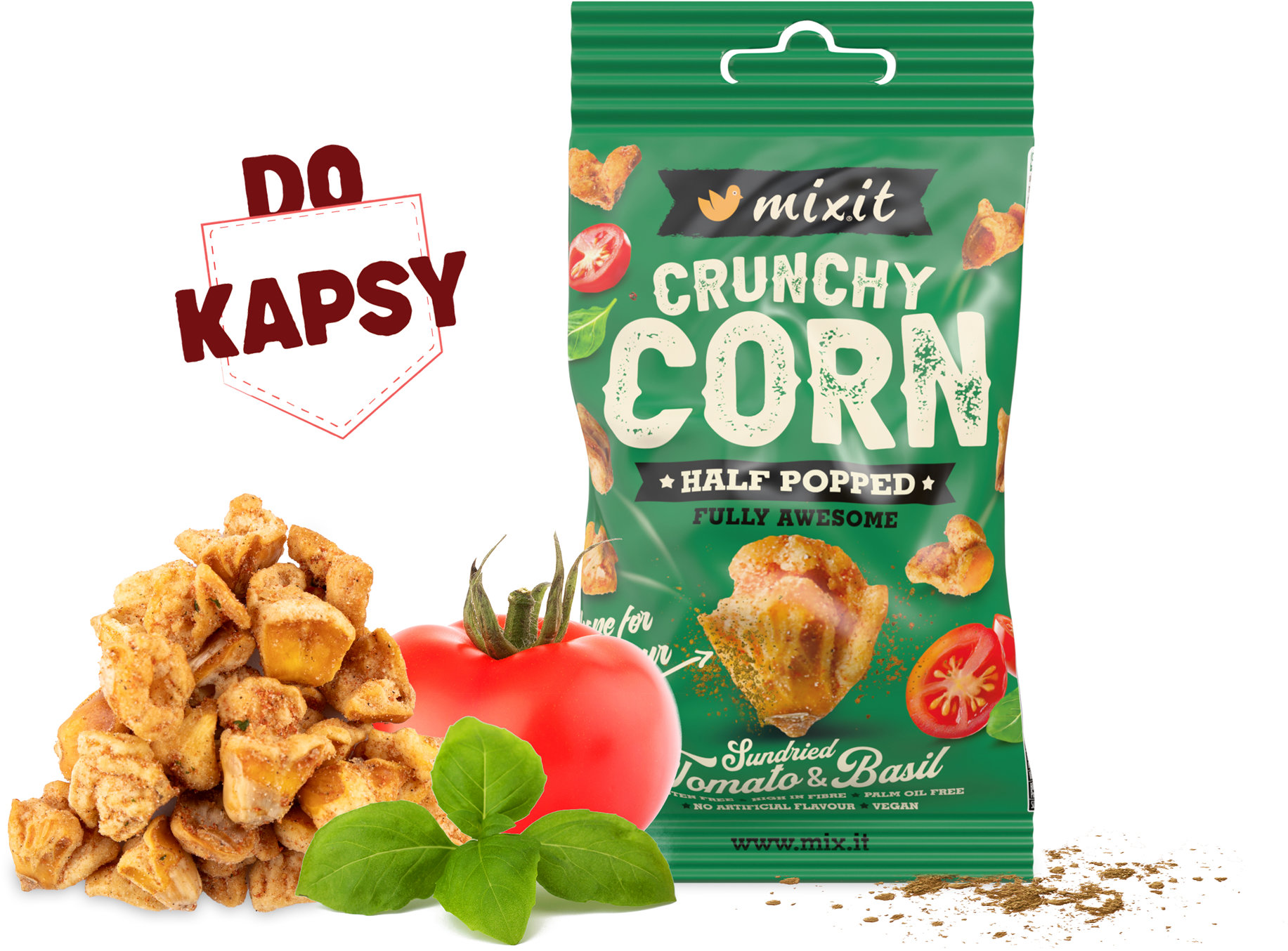 Mixit Crunchy corn – Paradajka & bazalka do vrecka 40 g
