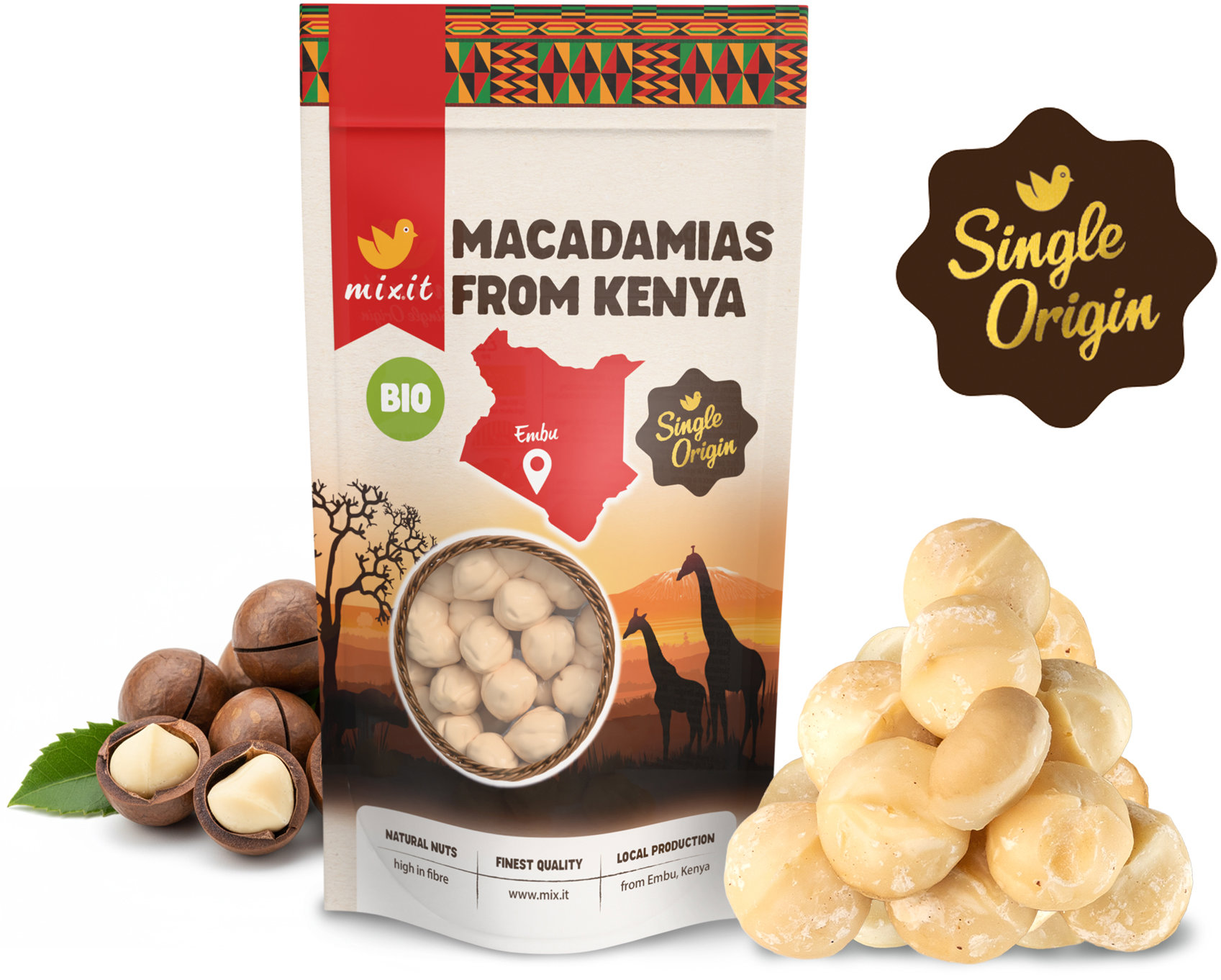 Mixit Single Origin BIO Makadámiové orechy z Kene