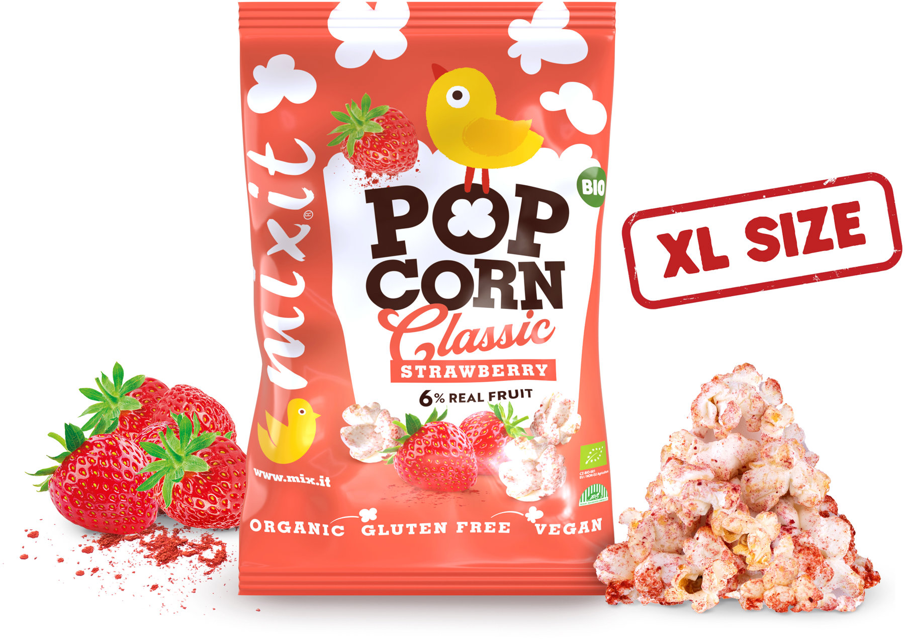 Mixit Veľký BIO popcorn Jahoda